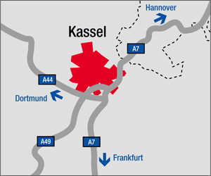 Motorway (Autobahn) connections to Kassel